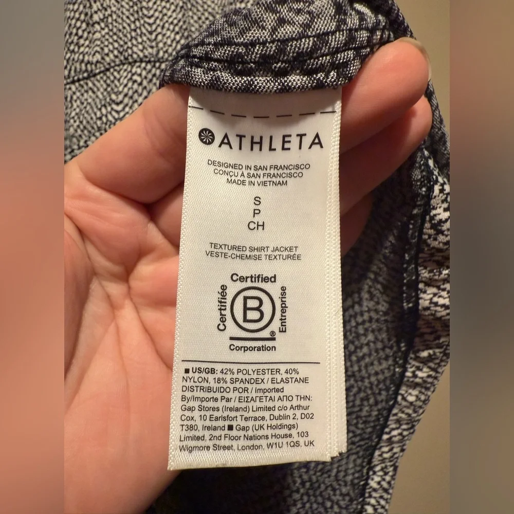 Athleta Textured Shirt Jacket Braiden black & white button down - Picture 7 of 8